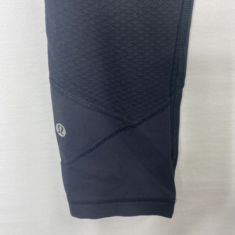 Lululemon Run Inspire Crop Yoga Leggings Womens Size 2 Mesh Detail Black